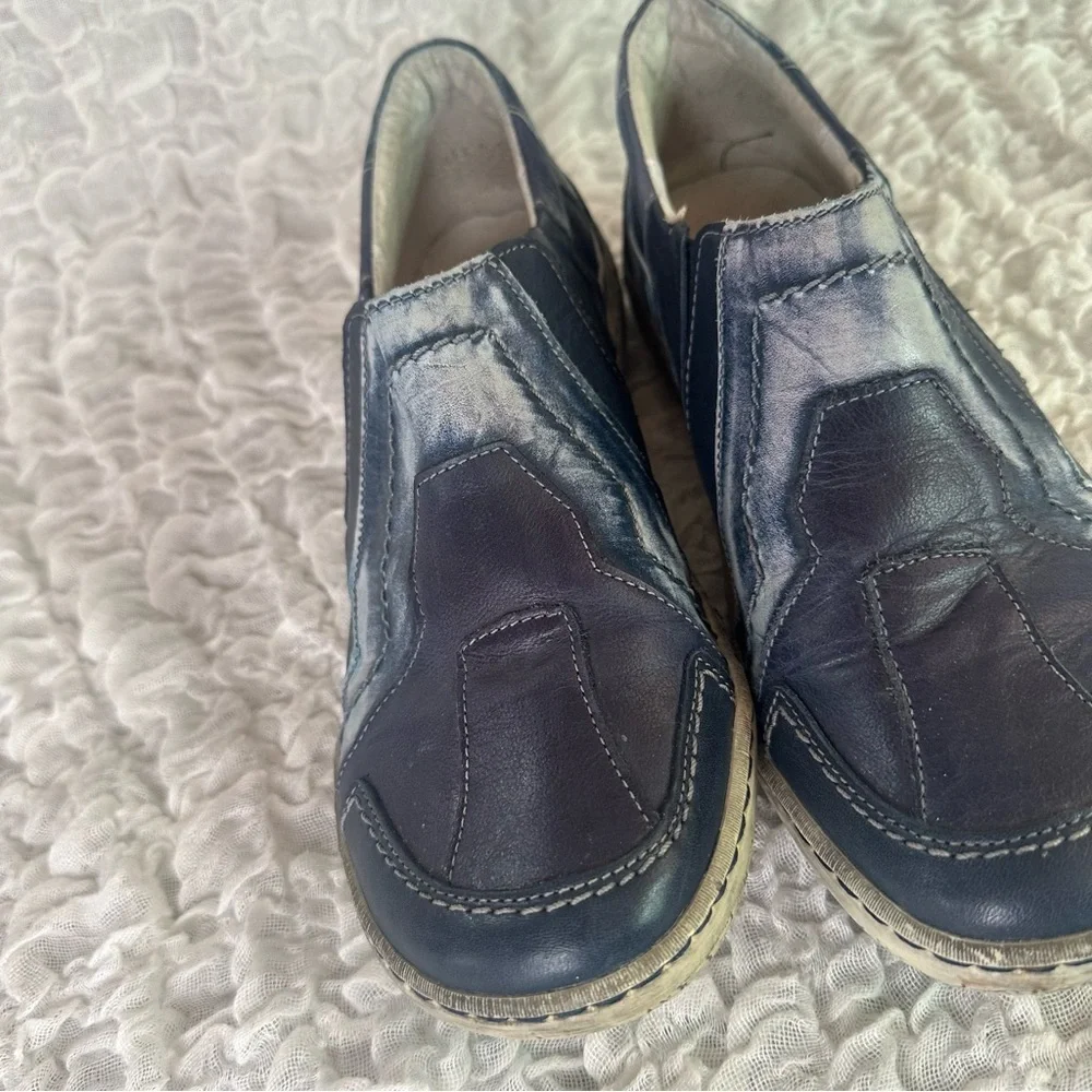 Kacper Blue Leather Distresses Shoes EU40 /US8